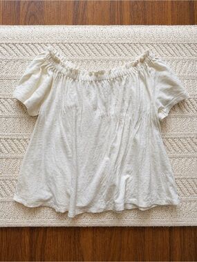 Wilfred Linen Off-Shoulder Short Sleeve Top Ivory